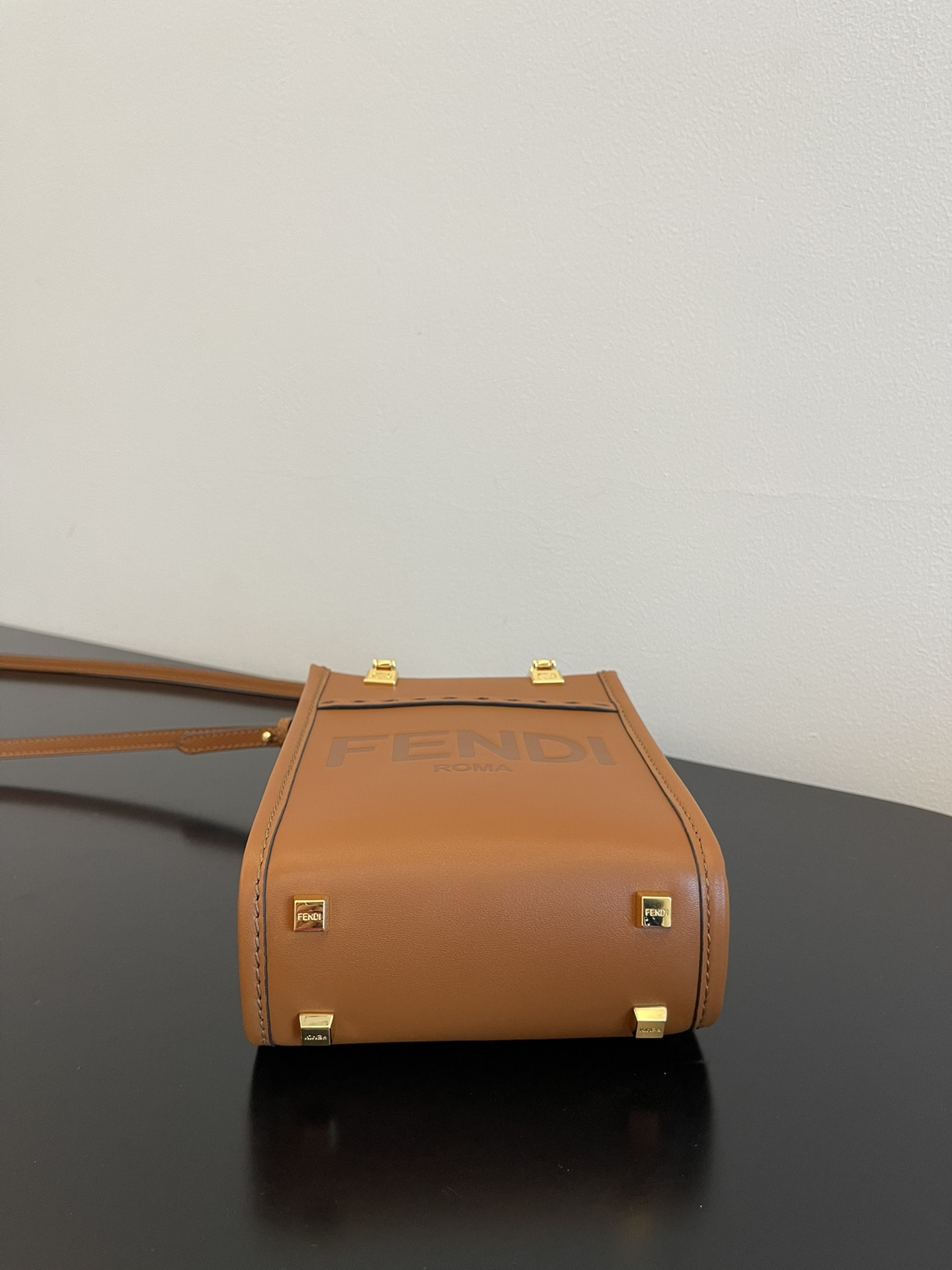 Fendi Mini Sunshine Shopper Brown Leather Bag